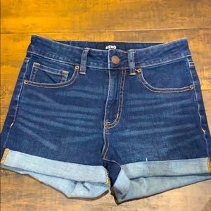 dark blue denim shorts